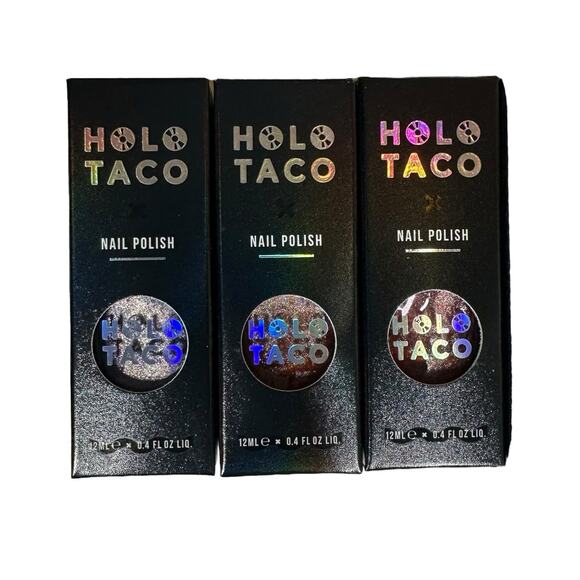 Holo Taco Lot Coral Chaser Peach Tea Lavender Syrup Nail Polish 3 Bottles NEW - Picture 1 of 12